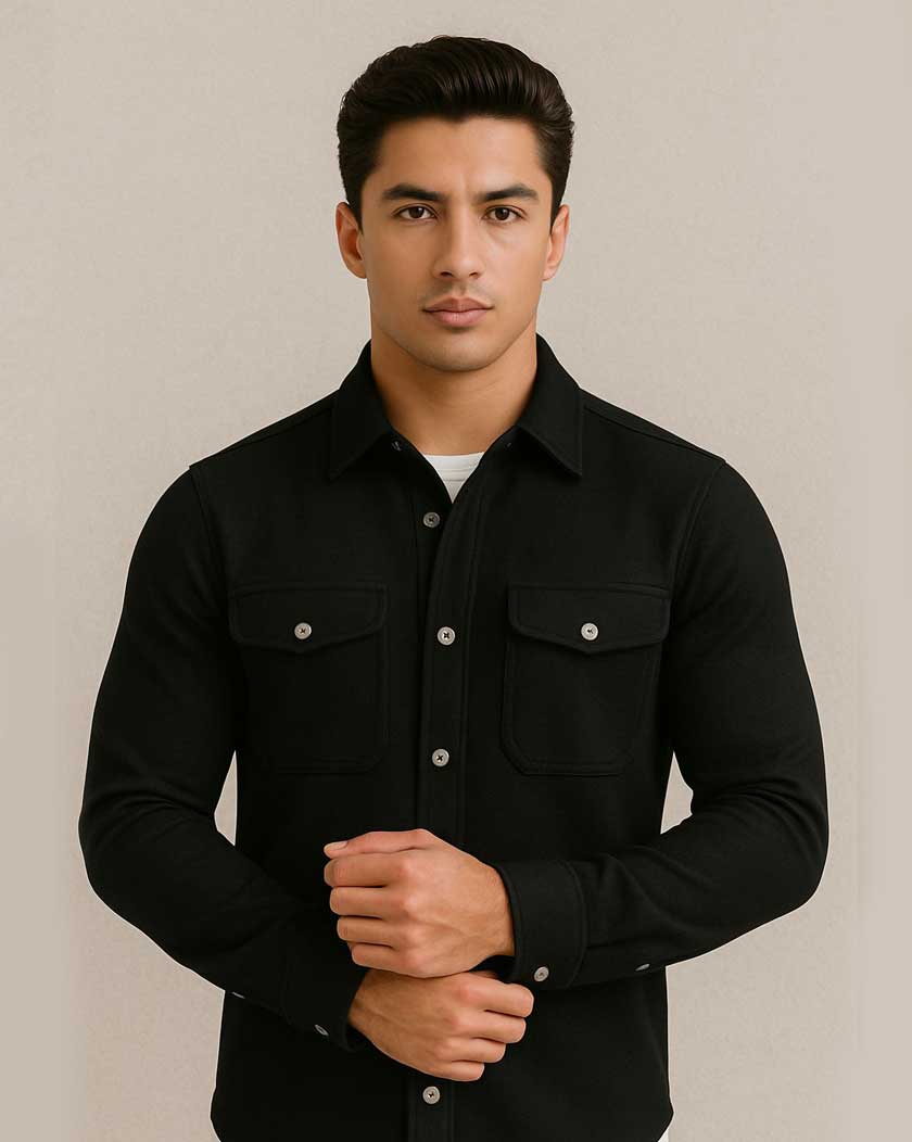 Relaxed Fit Black Overshirt