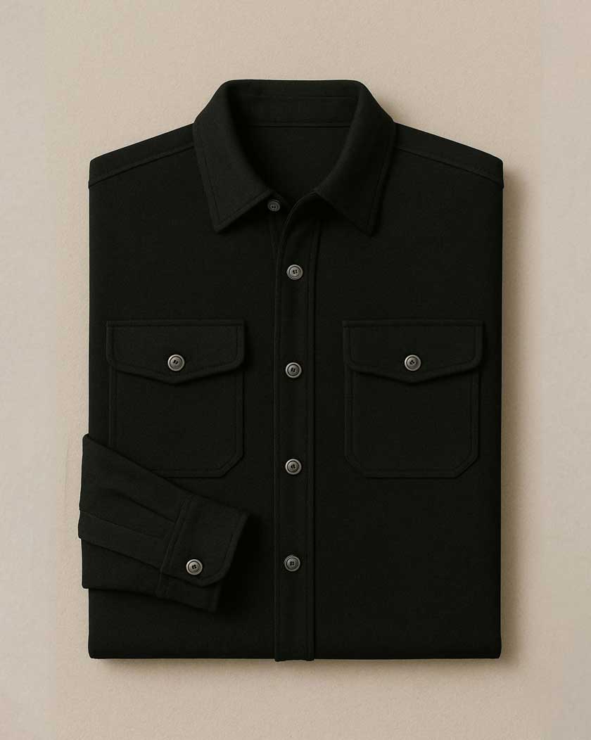Relaxed Fit Black Overshirt