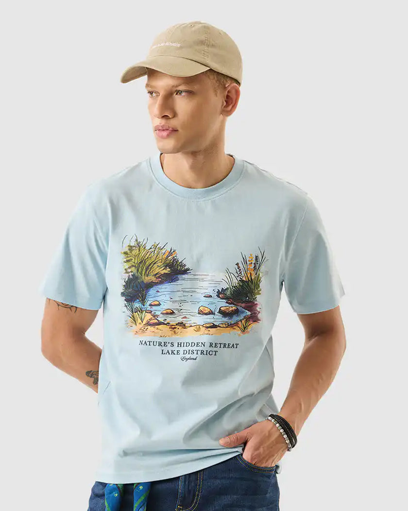 Light Blue Graphical T-Shirt