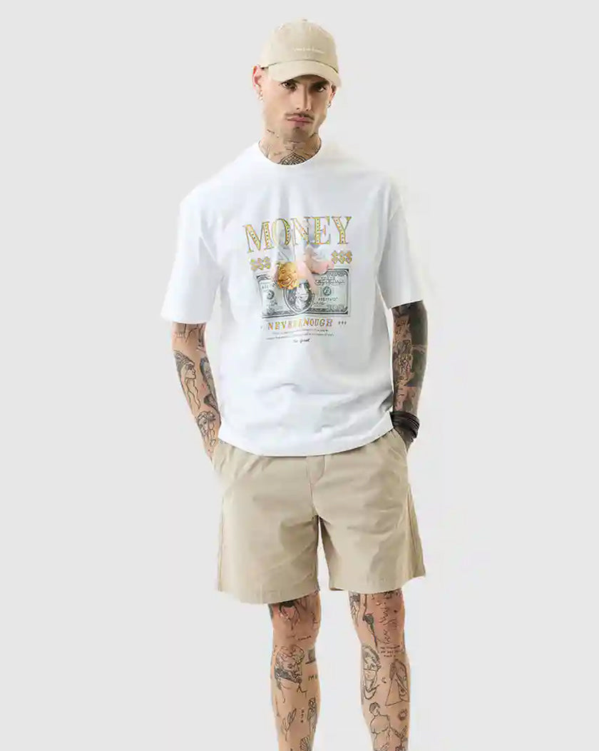 Money White Oversized Fit T-Shirt