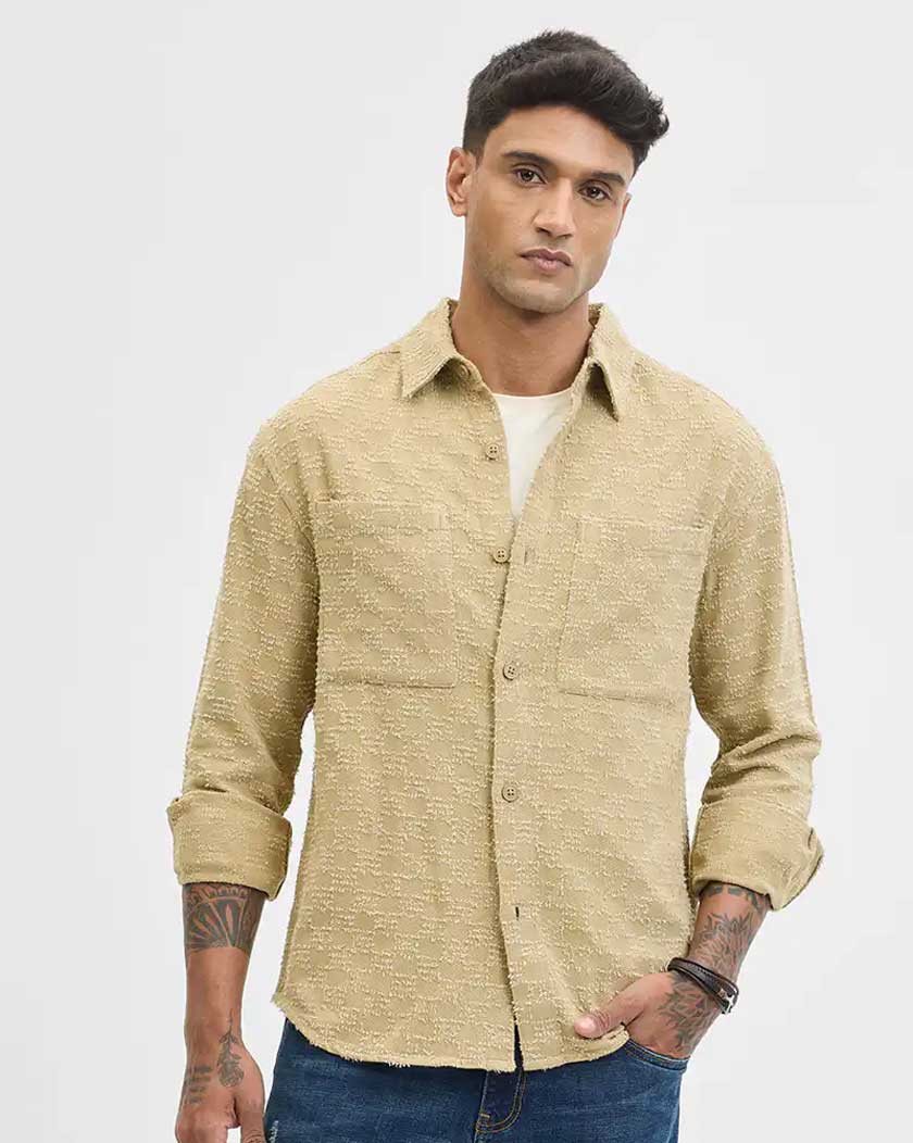 Double Pocket Textured Overshirt