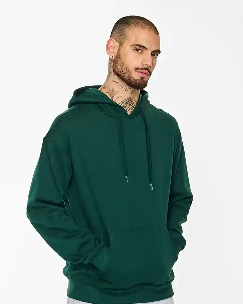 Dark Green Solid Hoodie