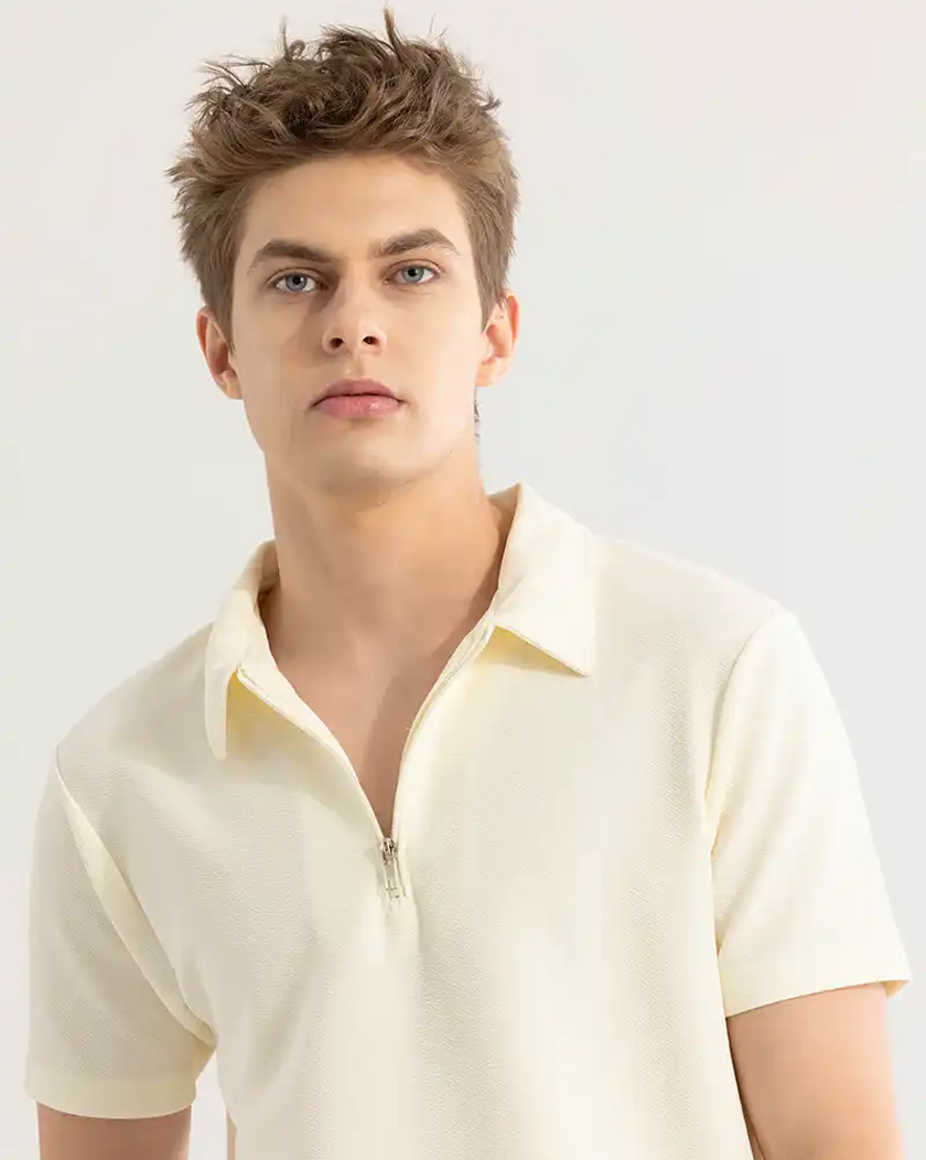 Elegantiq Cream Polo T-Shirt